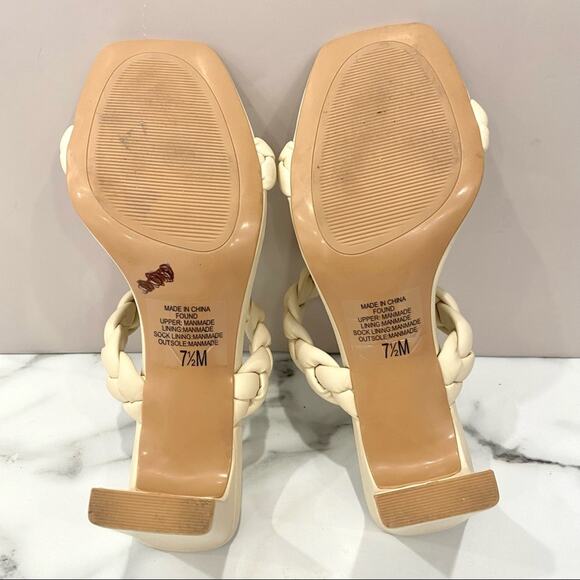 Coconuts by Matisse ivory/cream braided double strap square toe heels size 7.5 - Picture 7 of 14